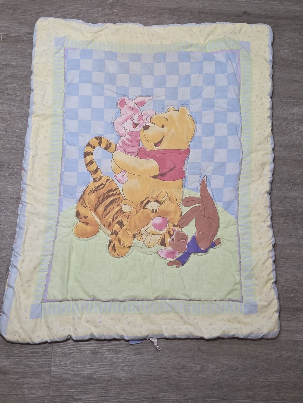 Vintage 1990's Winnie The Pooh Crib Comforter Blanket Piglet Tigger Roo